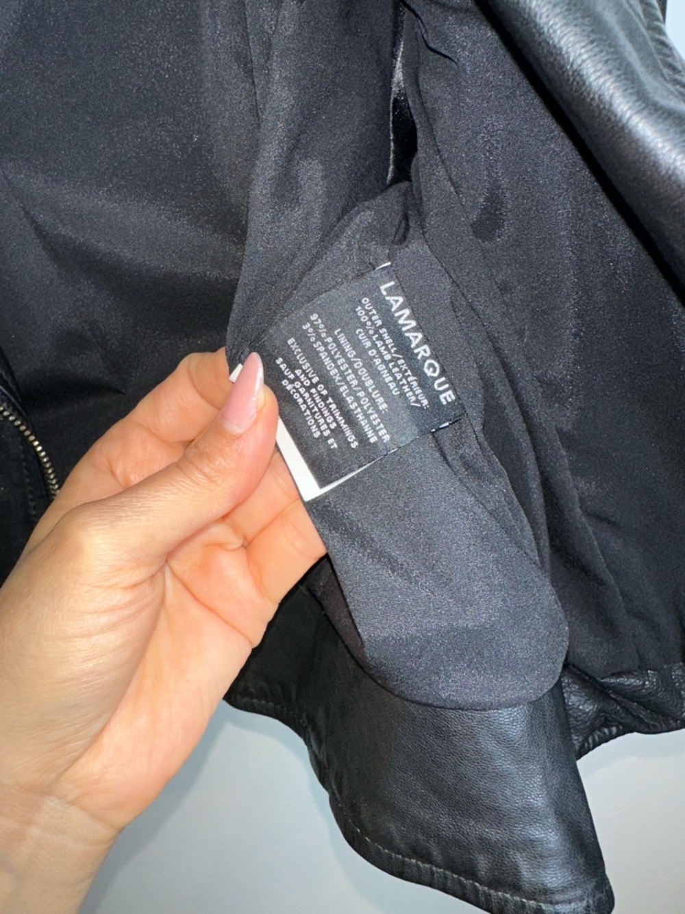 Lamarque Black Leather Moto Jacket with Zip Details 100% lamb leather - Picture 8 of 14